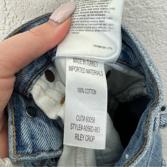 Agolde Riley High Rise Straight Crop in Blitz Distressed 100% Cotton Size 25 - Picture 6 of 6